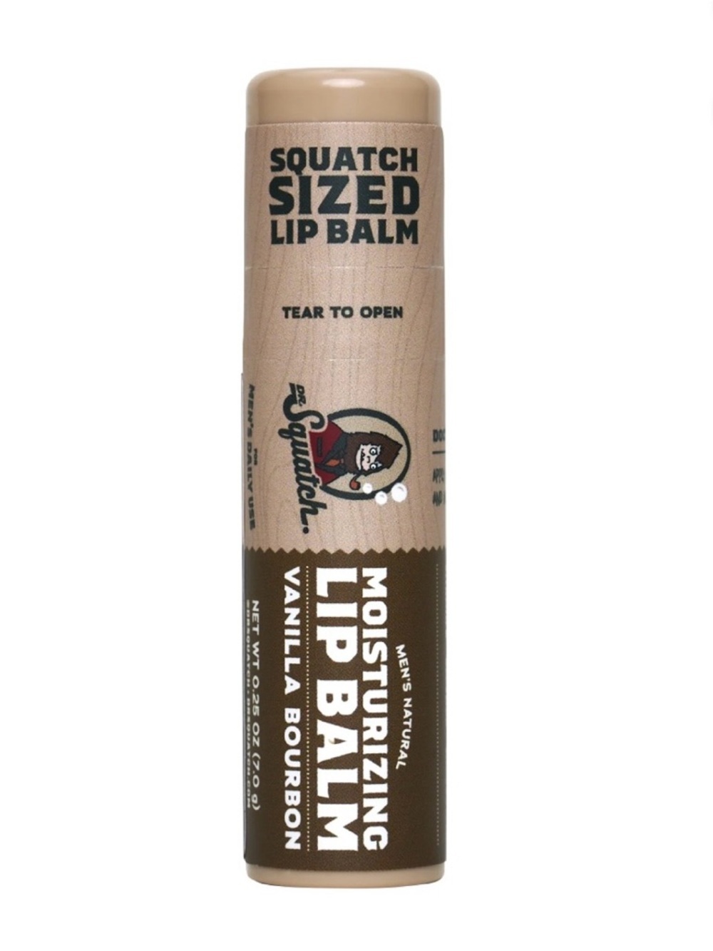 3 Dr. Squatch Vanilla Bourbon Natural Lip Balm for Men, 0.25 oz